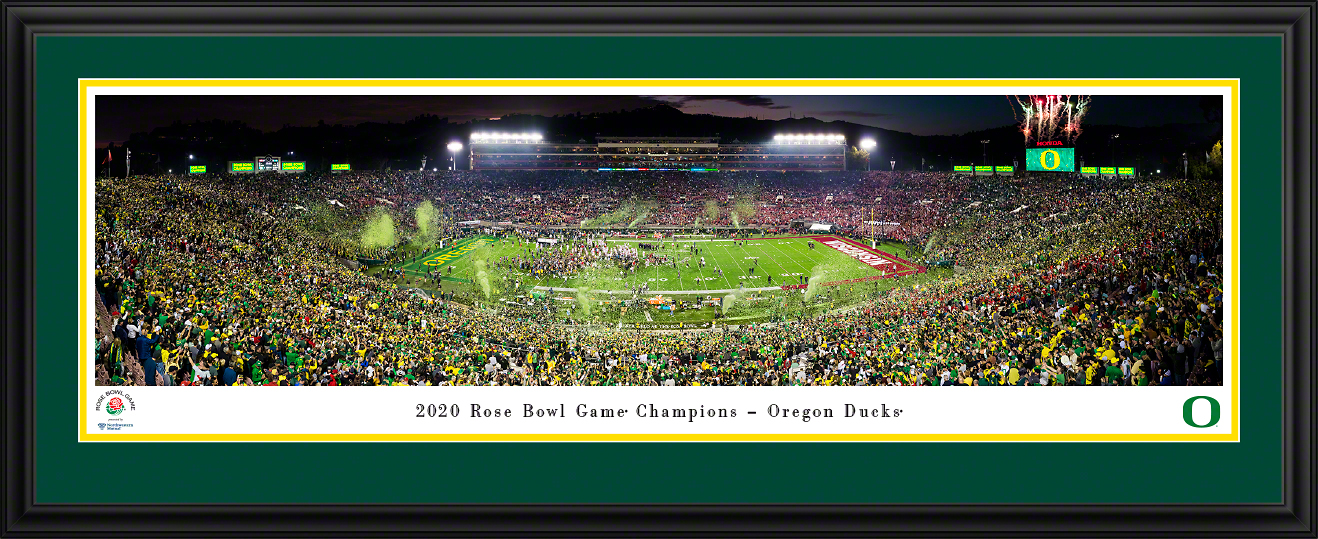 2020 Rose Bowl Game Victory Celebration Panoramic Print - Oregon Ducks