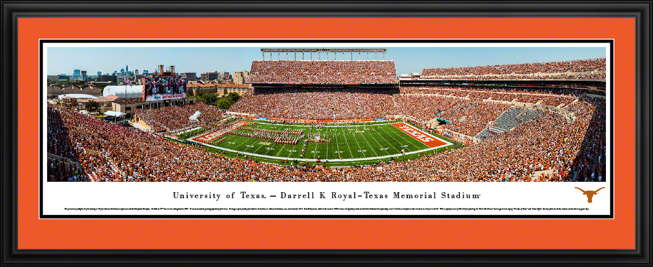 Texas Longhorns Football Panoramic Wall Decor - Darrell K Royal-Texas Memorial Stadium Poster