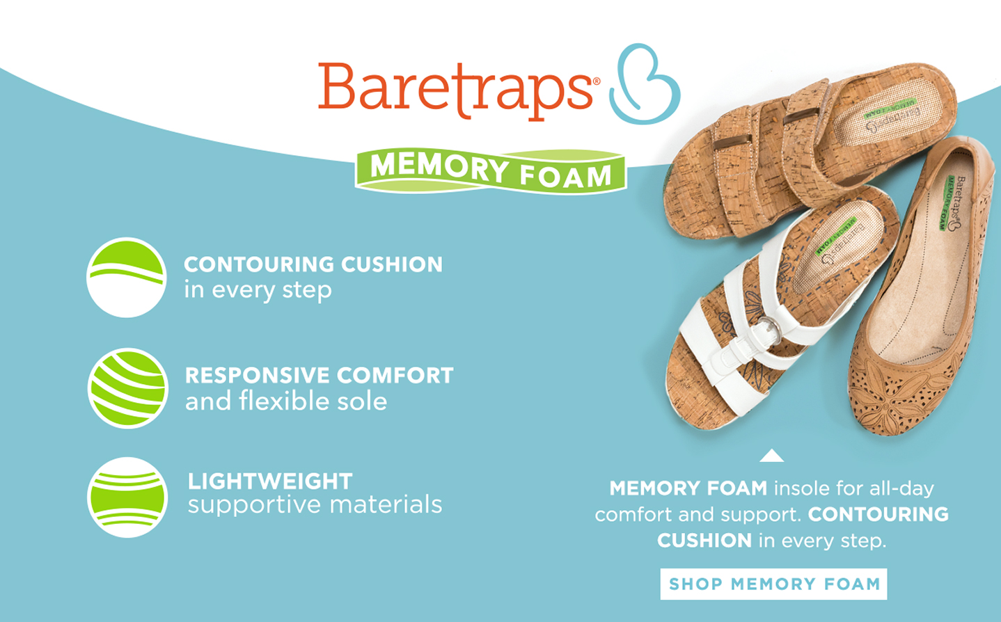 baretraps memory foam sandals
