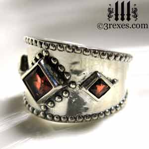 3-wishes-silver-ring-light-garnet-side-gothic medieval engagement ring