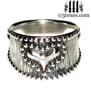 medieval-silver-studded-heart-ring-womans-gothic-wide-band-3-rexes-jewelry