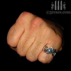 mens-bohemian-gothic-z-ring-blue-topaz-celtic-silver-band-3-rexes-jewelry