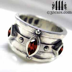 mens-moorish-medieval-silver-engagement-ring-gothic-garnet-wedding-band