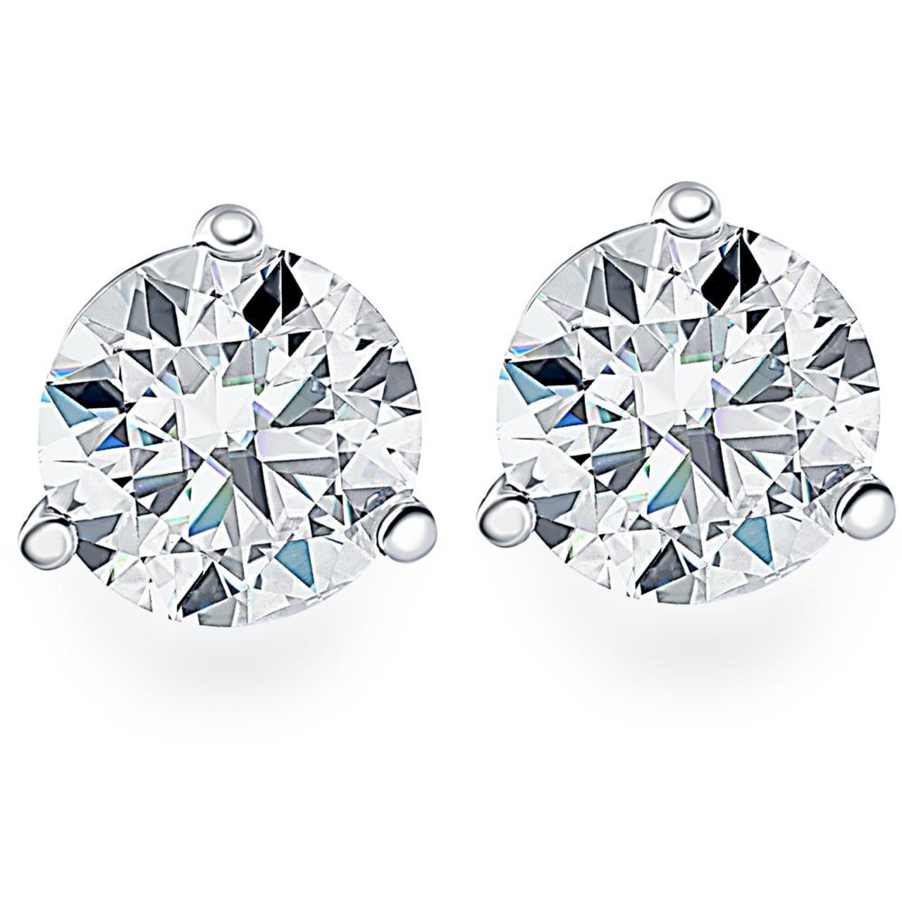 2 00ct Round Brilliant Cut Natural Diamond Stud Earrings 14k Gold 2 00ct Round Brilliant Cut Natural Diamond Stud Earrings 14k Gold Martini Setting G H I2 I3