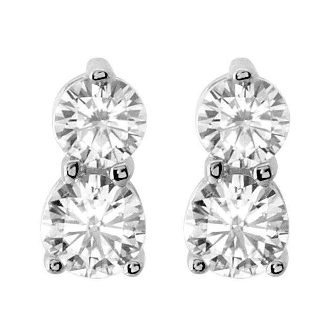 60ct Forever Us Two Stone Diamond Studs Womens Earrings 14k White Gold 60ct Forever Us Two Stone Diamond Studs Womens Earrings 14k White Gold G H I1