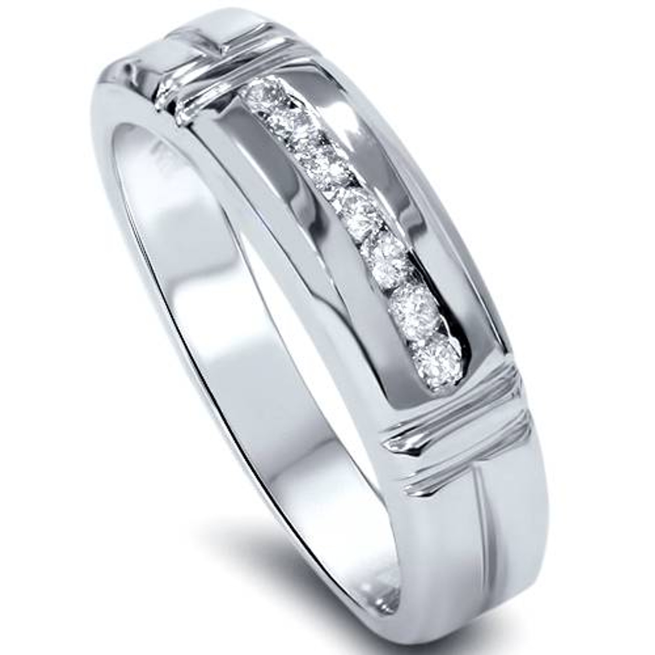 1 4ct Channel Set Diamond Ring 14K White Gold Mens Wedding Band   Wb0107new123  42604.1523359452 