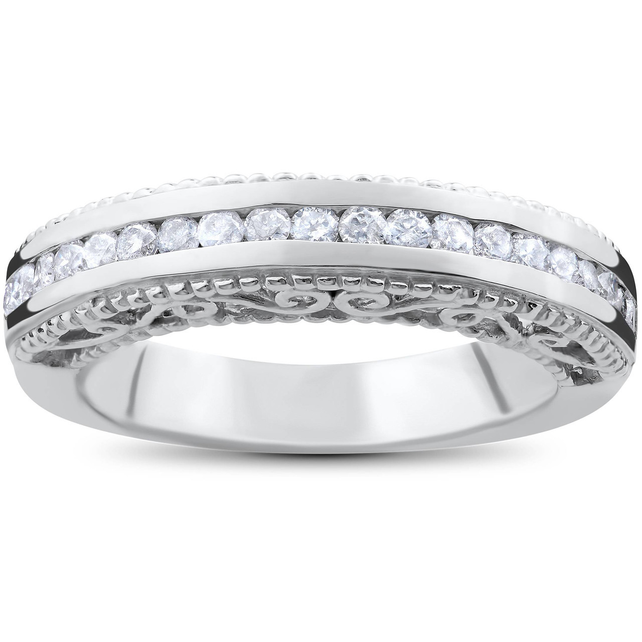 1/2ct Vintage Heirloom Diamond Wedding Ring 14K White Gold