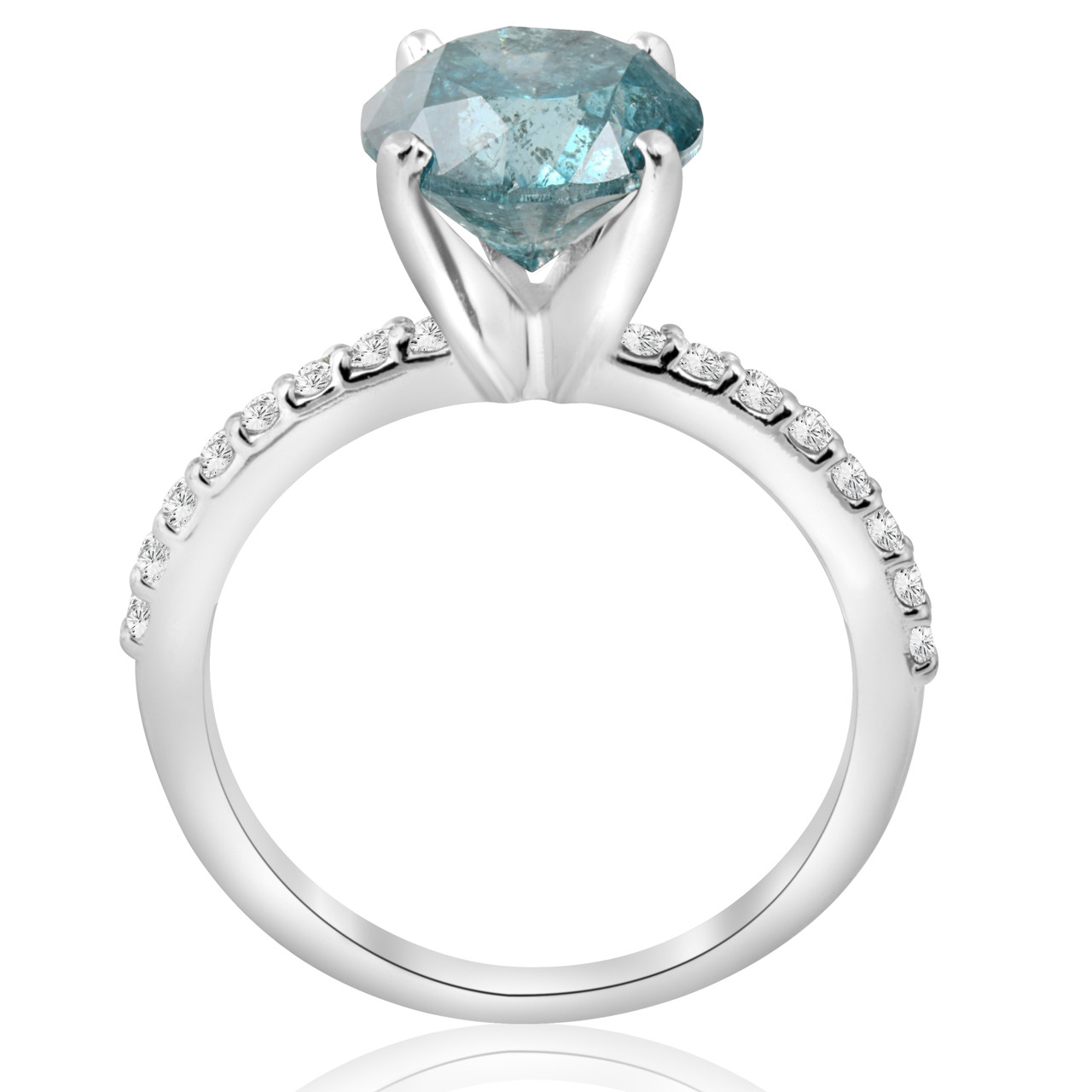 3 1/5ct Blue Diamond Engagement Ring 14k White Gold