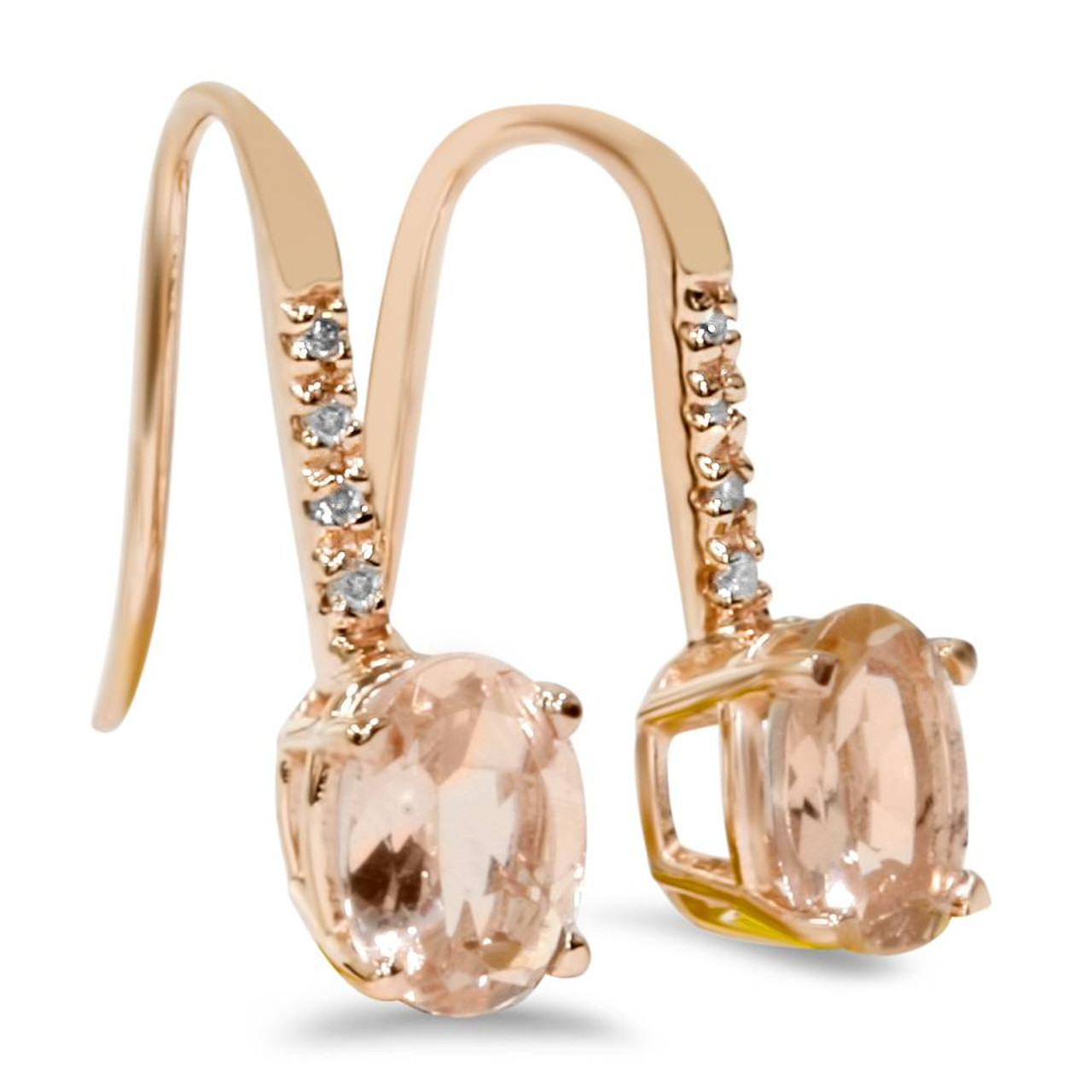 Genuine Morganite & Diamond Drop Earrings