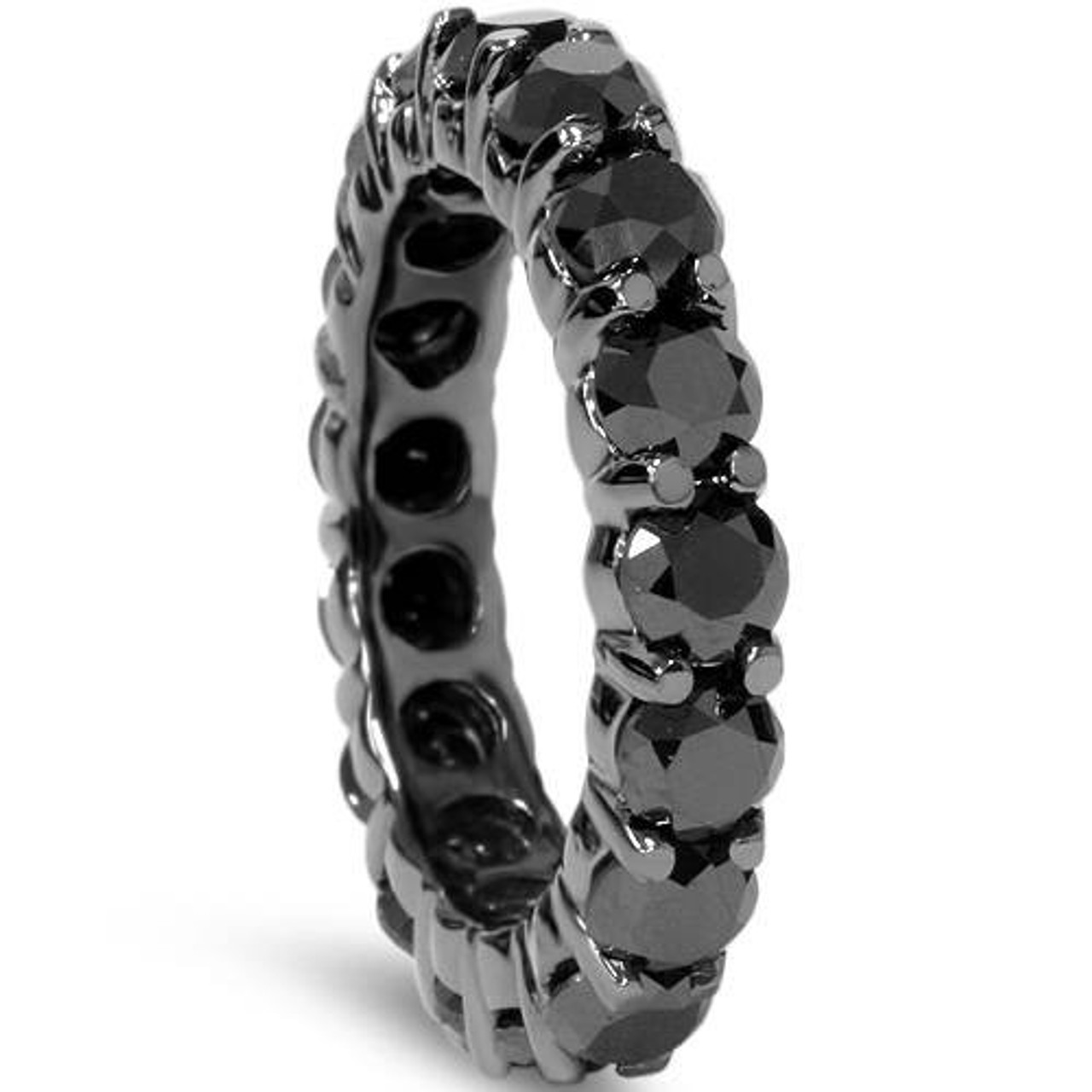 5ct Black Diamond Eternity Ring 14K Black Gold
