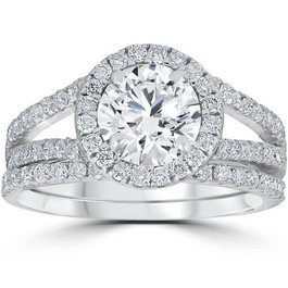 3/4ct Diamond Infinity Engagement Wedding Ring Set 14K White Gold