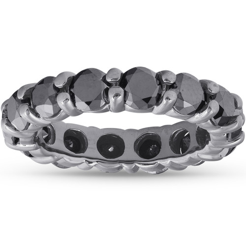 3 1/2ct Black Diamond Black Gold Eternity Stackable Ring