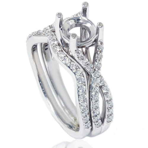 3/4ct Twist Engagement Ring Set 14K White Gold