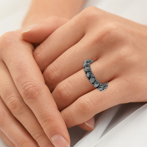 5ct Black Diamond Eternity Ring 14K Black Gold