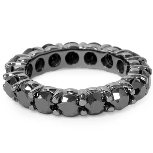 5ct Black Diamond Eternity Ring 14K Black Gold