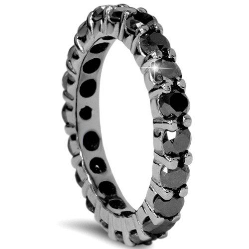 3 1/2ct Black Diamond Black Gold Eternity Stackable Ring