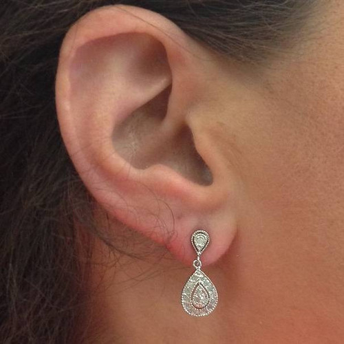 1 2ct Pear Shape Dangle Diamond Earrings 10k White Gold 1 2ct Pear Shape Dangle Diamond Earrings 10k White Gold H I I2 I3