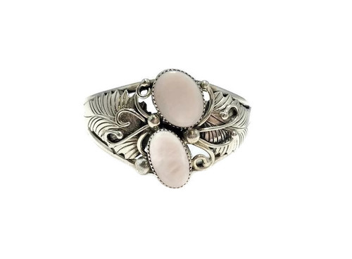 Double Oval Pink Mussel Shell Stones
.925 Sterling Silver
Navajo Tribe Native American Jewelry
Handcrafted