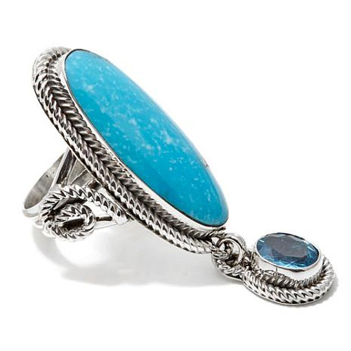 Kingman Turquoise and Swiss Blue Topaz
Navajo Artist Mike Smith
Sz 13 also available
Available in different colors upon request