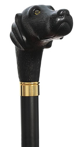 Black Lab Dog Head Walking Cane Crafted In Italy Exquisite Walking Canes