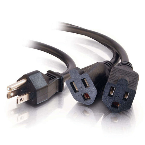 18" 16 AWG 1-to-2 Power Cord Splitter (1 NEMA 5-15P to 2 NEMA 5-15R) C2G 29802 18" 16 AWG 1-to-2 Power Cord Splitter (1 NEMA 5-15P to 2 NEMA 5-15R) C2G 29802