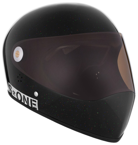 Black Gloss Glitter W/ Tint Visor | S1 Lifer Full Face Helmet Specs: • Specially formulated EPS Fusion Foam • Certified Multi-Impact (ASTM) • Certified High Impact (CPSC) • 5x More Protective Than Regular Skate Helmets • Deep Fit Design