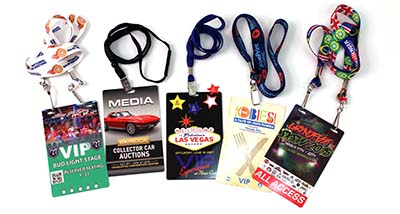 assorted credentials for sports, corporate, music and entertainment badges