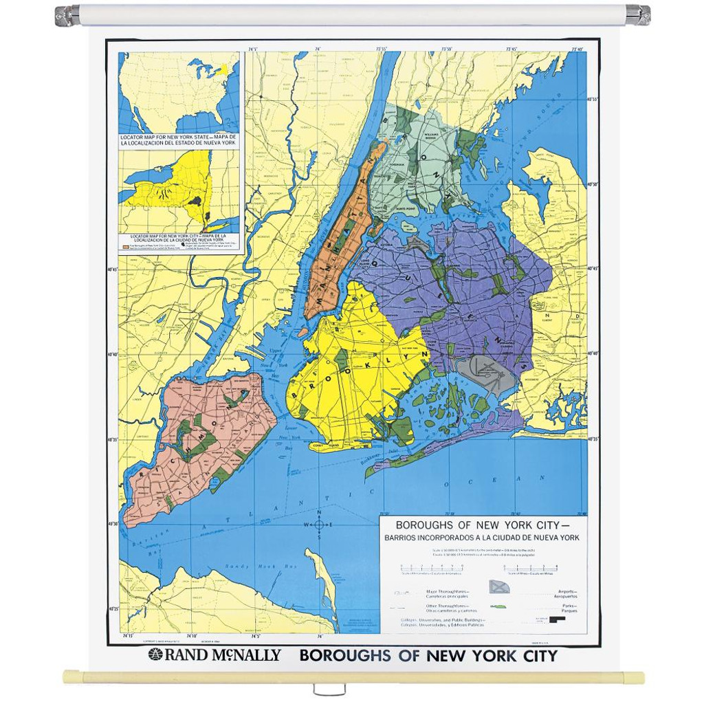 New York City Boroughs Wall Map Rand McNally Store   0214108449 1  78509.1452186119 