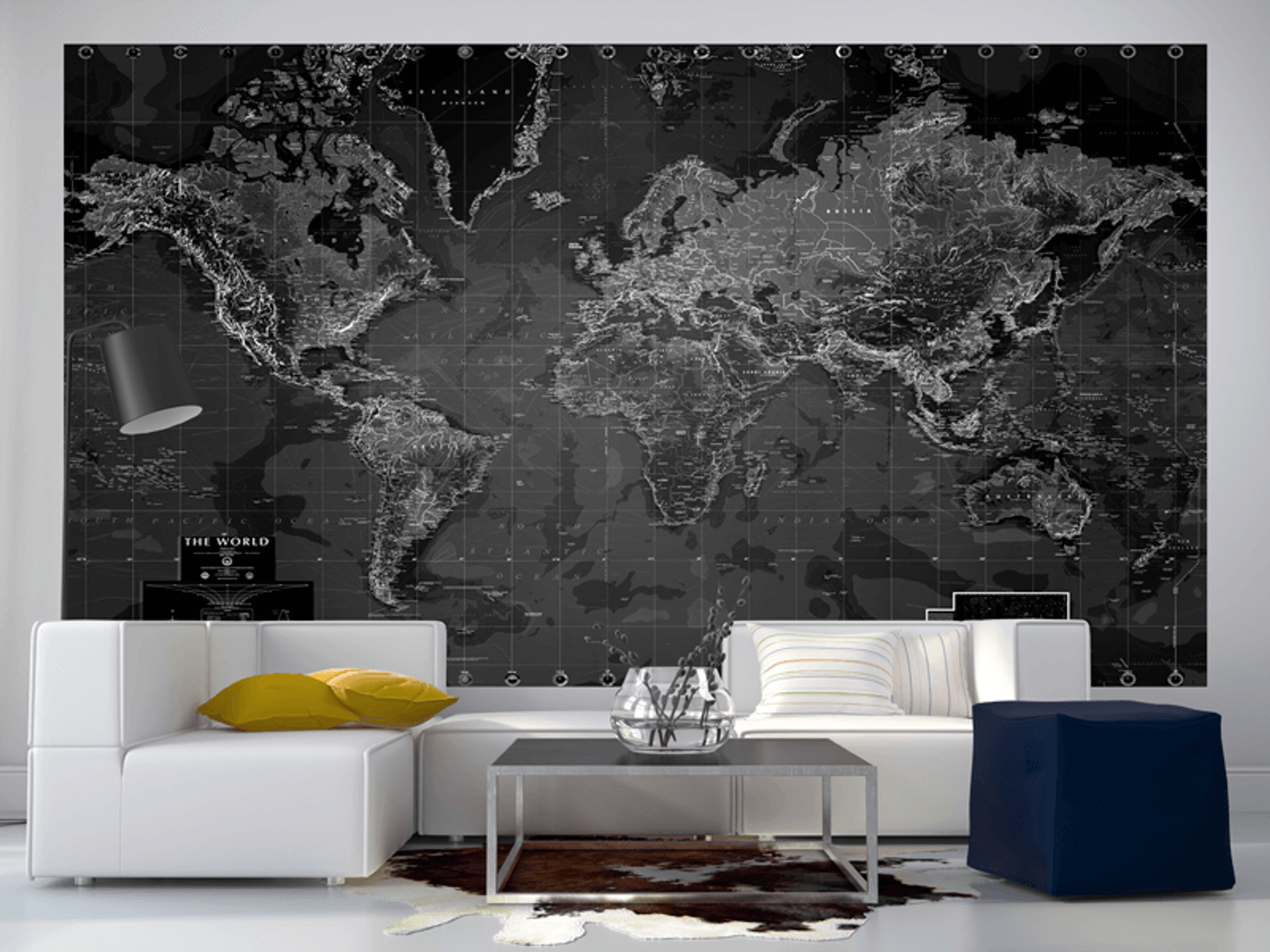 Black and White World Map Wall Mural - Rand McNally Store