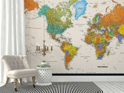 Black And White World Map Wall Mural Rand Mcnally Store 8009