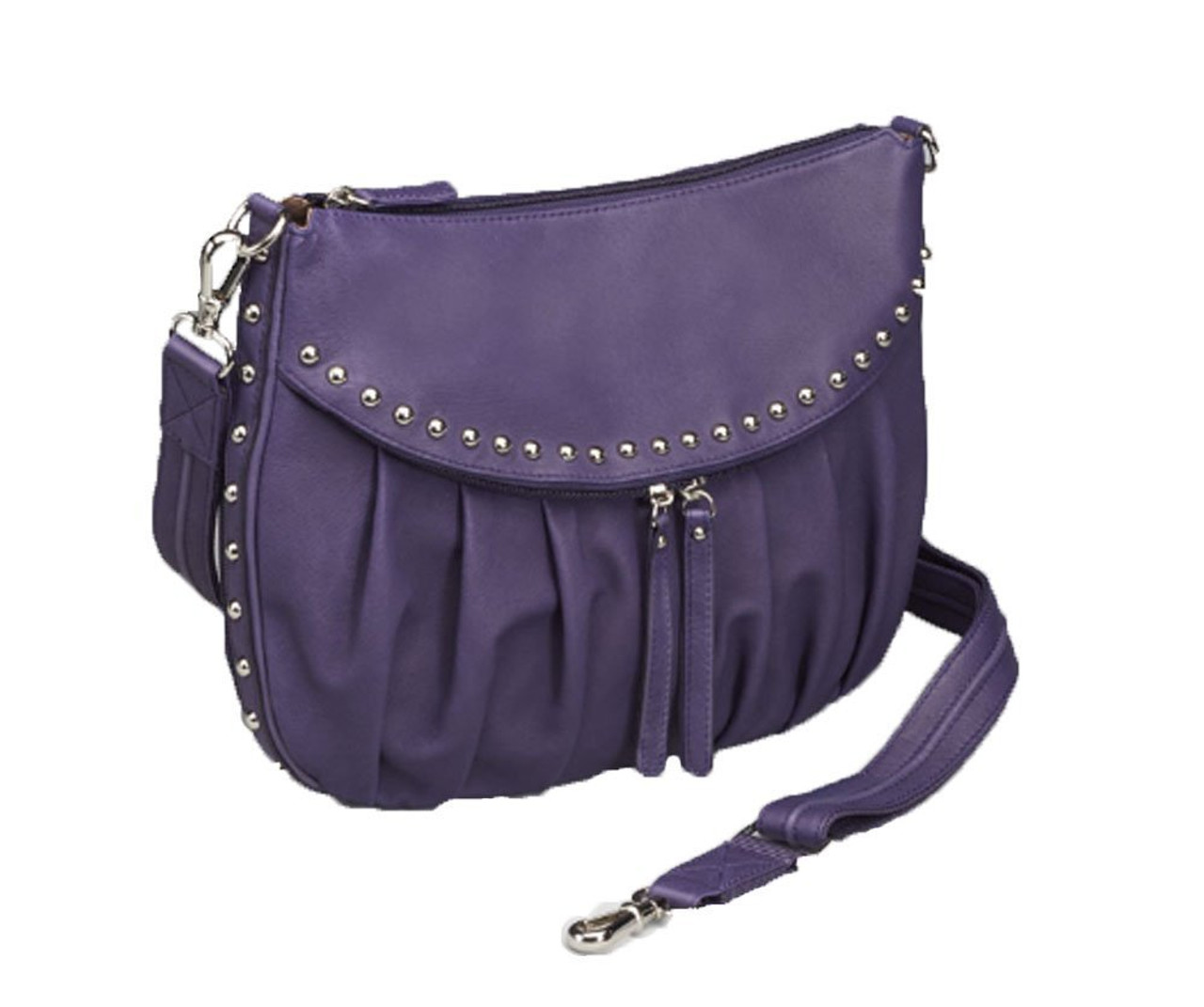 GTM-50 Studded Uptown Purple Pleated Concealed Carry Purse