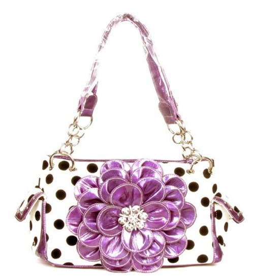Polka Dot Metal Chain Purple Rhinestone Flower Purse Polka Dot Metal Chain Purple Rhinestone Flower Purse