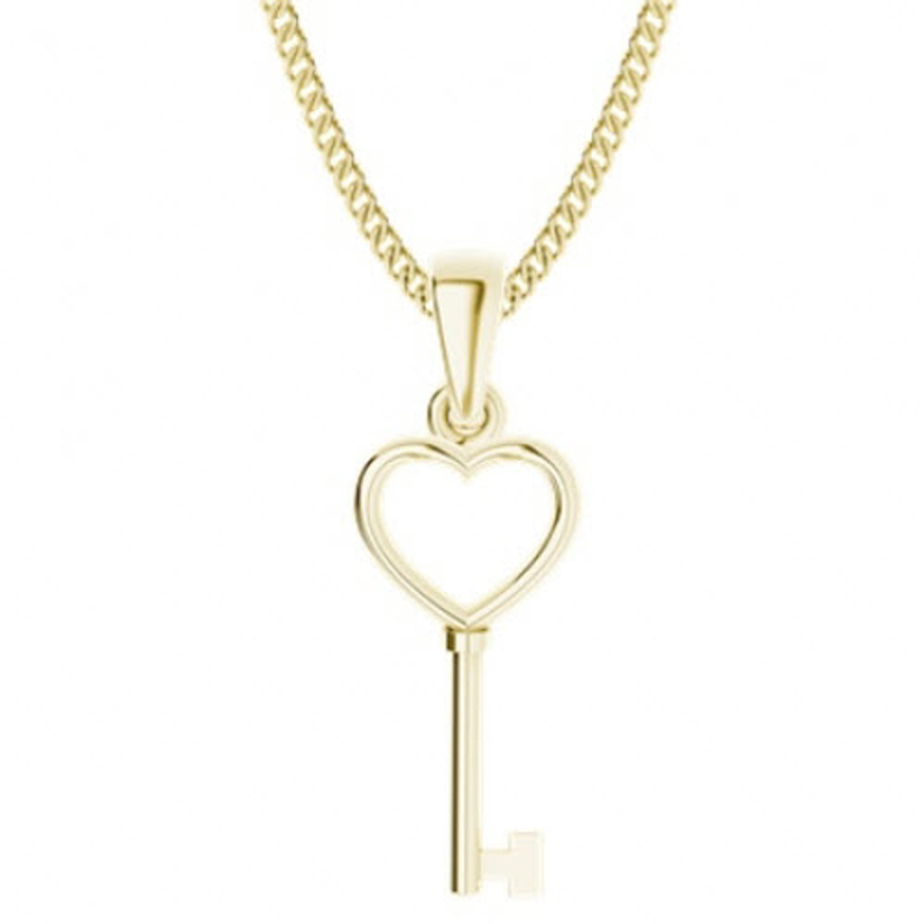 Yellow gold-plate key heart pendant - StyleRocks
