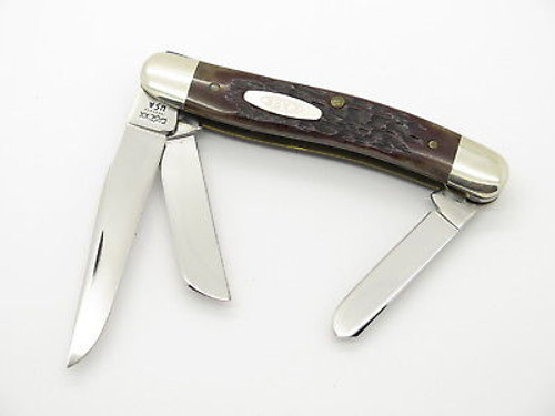 VTG 1983 CASE XX 6318 STOCKMAN JIGGED BONE FOLDING POCKET KNIFE NEAR MINT