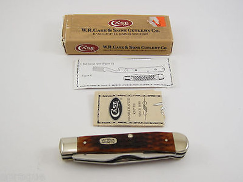CASE XX 6254 # 09845 BROWN BONE HOBO TRAPPER 12-31-99 SHIELD POCKET KNIFE
