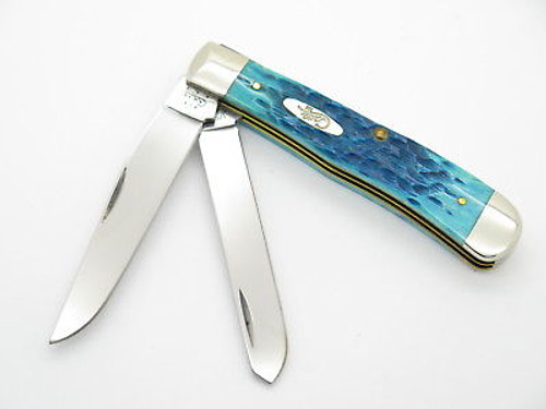 2004 CASE XX 6254 TRAPPER CARIBBEAN BLUE BONE FOLDING POCKET KNIFE