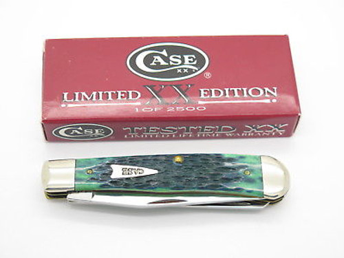 2001 LIMITED CASE XX 6254 BLUEGRASS GREEN TRAPPER FOLDING POCKET KNIFE