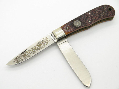 VTG 1988 CAMILLUS USA NKCA FOLDING JUMBO TRAPPER POCKET KNIFE BONE