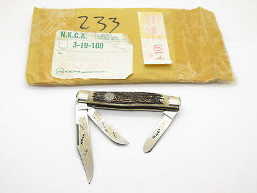 VINTAGE 1990 ROBT ROBERT KLAAS KISSING NKCA CLUB CRANE STAG FOLDING STOCKMAN KNIFE