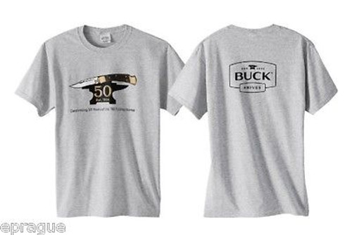 BUCK SMALL T-SHIRT SHIRT 50th ANNIVERSARY 110 FOLDING HUNTER KNIFE COLLECTOR 112