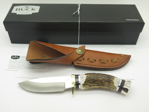 BUCK 192 VANGUARD ATS-34 ELK STAG CUSTOM SHOP FIXED BLADE HUNTING KNIFE