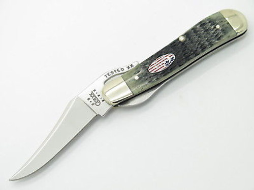 2002 CASE XX 61953 RUSSLOCK FOLDING POCKET KNIFE FLAG & BLACK JIGGED BONE
