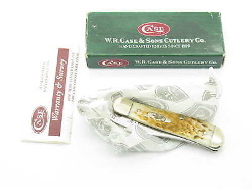 2005 CASE XX 61953 RUSSLOCK FOLDING POCKET KNIFE AMBER JIGGED BONE
