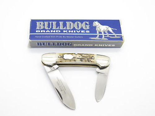 VINTAGE 1997 BULLDOG BRAND SOLINGEN STAG HANDLE CANOE FOLDING POCKET KNIFE