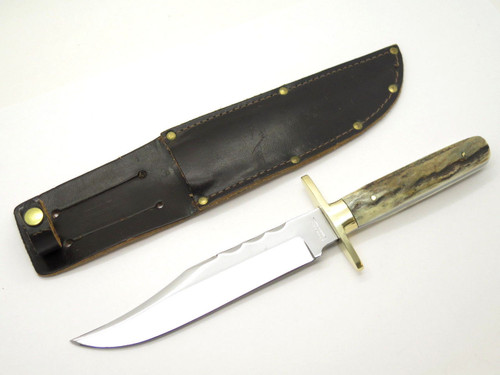 VINTAGE A. WRIGHT & SON SHEFFIELD ENGLAND STAG FIXED BLADE BOWIE HUNTING KNIFE