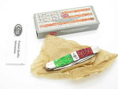 2013 CASE XX MUSKRAT FOLDING POCKET KNIFE CHRISTMAS JIGGED CANDY CANE BONE