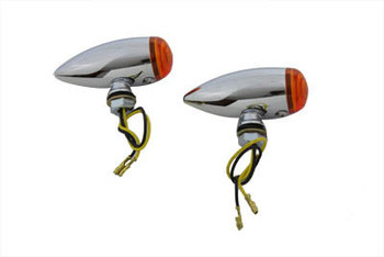 Turnsignals LED Mini Chrome Bullet Speeder Style - Amber Turnsignals LED Mini Chrome Bullet Speeder Style - Amber