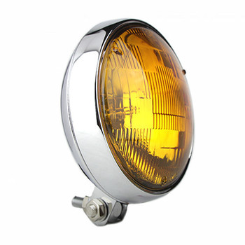 Motorcycle Supply Co. - Slim 5" Chrome Headlight - Amber Lens Motorcycle Supply Co. - Slim 5" Chrome Headlight - Amber Lens