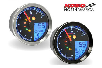 Koso North America - LCD Color Change Speedo and Tachometer - fits '14-Up Sportsters, '12-Up Dynas, and '11-Up Softails Koso North America - LCD Color Change Speedo and Tachometer - fits '14-Up Sportsters, '12-Up Dynas, and '11-Up Softails